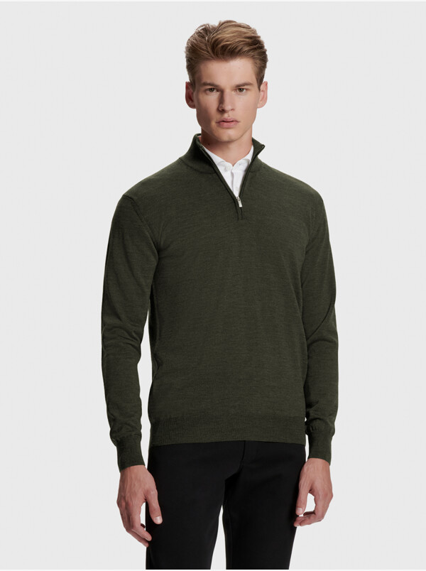 Aspen Merinowol pullover, Forest green