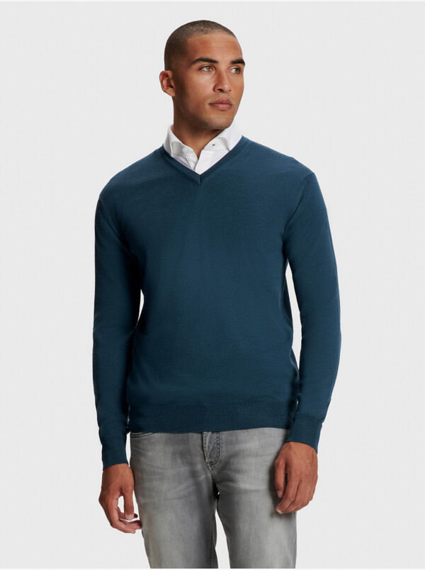 Kingston Merino pullover, Ocean blue