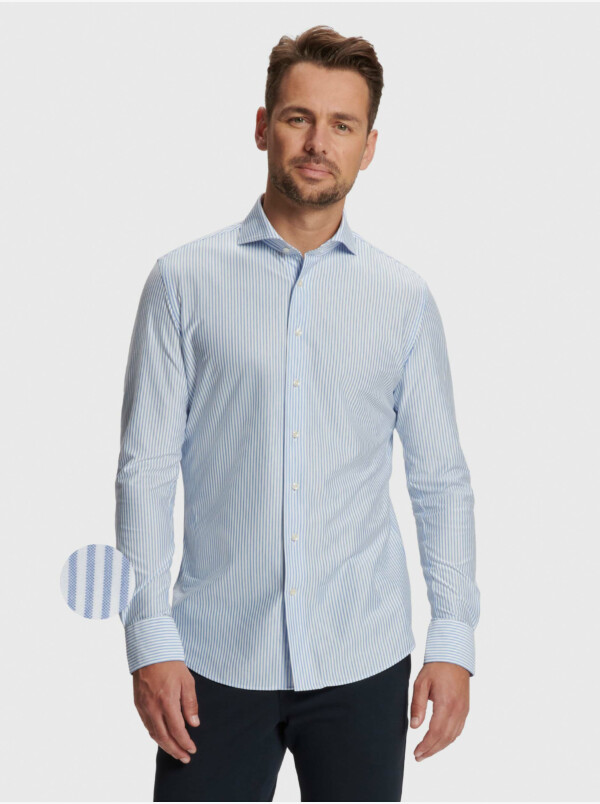 Pisa strijkvrij Overhemd, Blauw gestreept