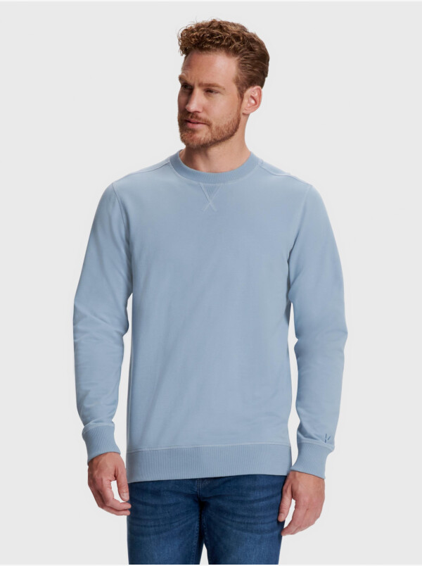 Lange Jeans blue ronde hals regular fit Girav Princeton Light sweater voor mannen