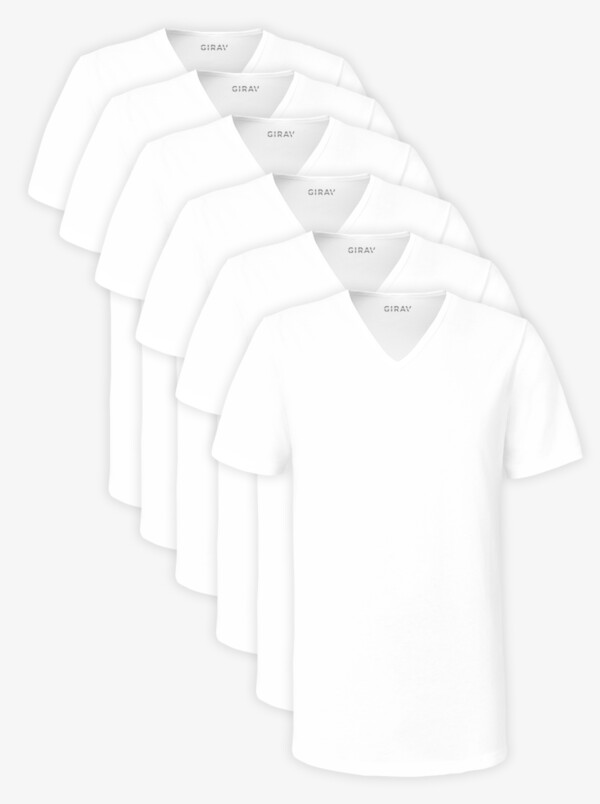 White Long T-shirt New York for Men V-Neck Regular Fit 100% Cotton Sixpack by Girav