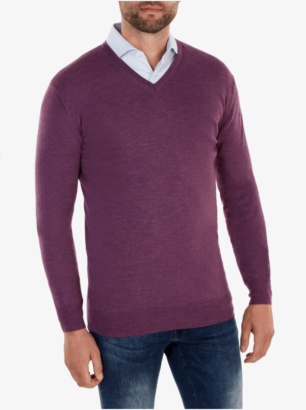 Kingston v-neck Pullover, Purple melange