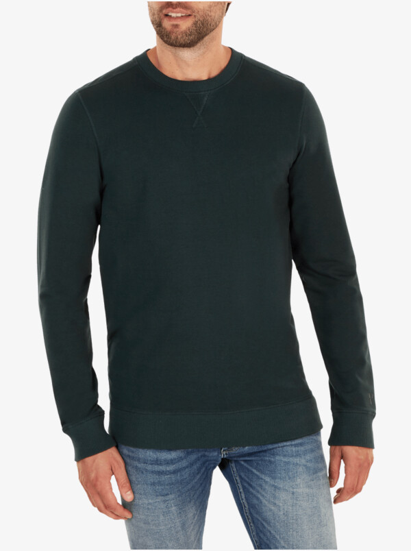 Lange groene ronde hals regular fit Girav Princeton Light sweater voor mannen